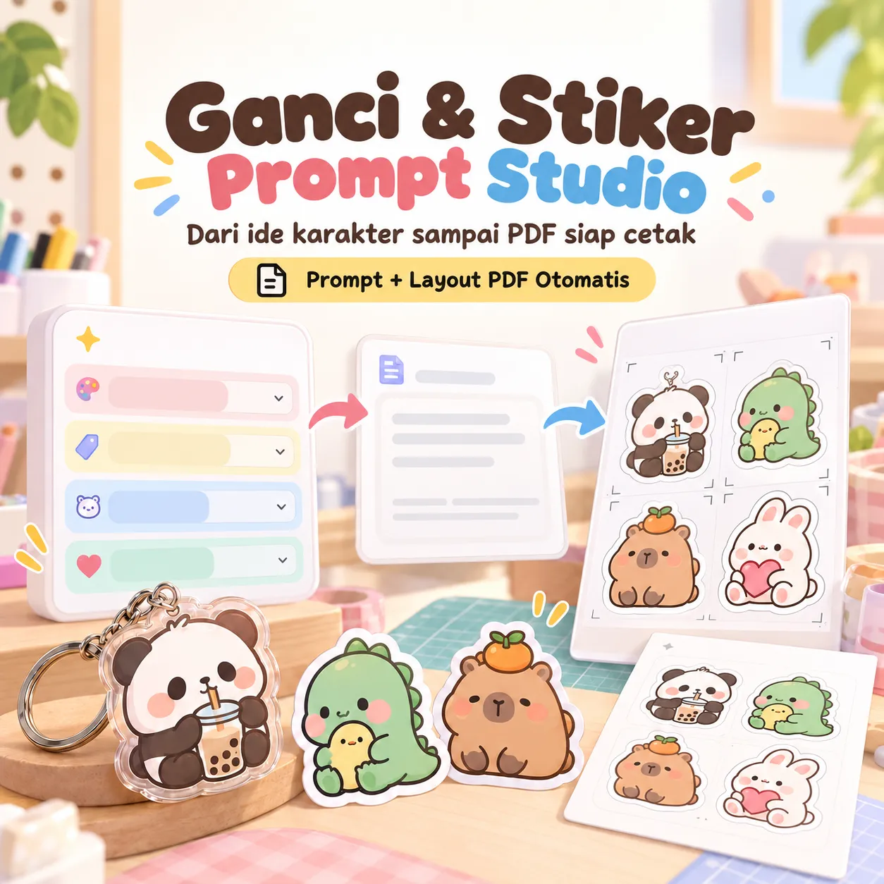 Ilustrasi Ganci & Stiker Prompt Studio